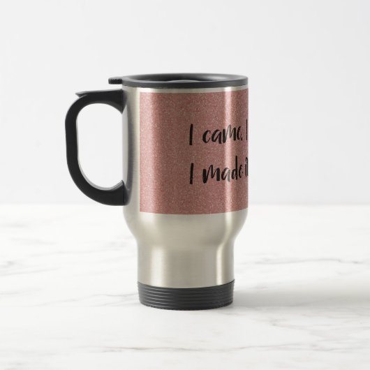 Roze glitter die ik maakte het Awkward Travel Mug Reisbeker (Links)