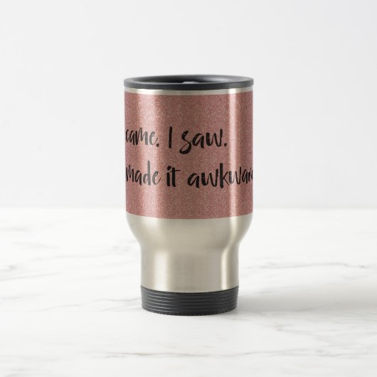 Roze glitter die ik maakte het Awkward Travel Mug Reisbeker (Center)