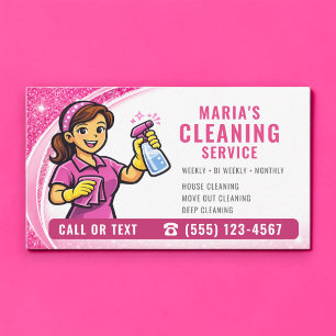 Roze Glitter Dienst Schoonmaakservice Visitekaartje