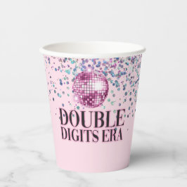 Roze Glitter Disco Dubbele cijfers Era Verjaardag Papieren Bekers