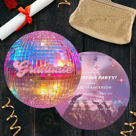 Roze Glitter Discobal Uitzettingsfeest Afstudeerfe Kaart