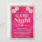 Roze Glitter Dobbelstenen Dames Game Night Kaart (Voorkant)