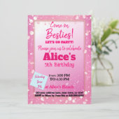 Roze Glitter Doll Theme Verjaardag Kaart (Staand voorkant)