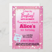 Roze Glitter Doll Theme Verjaardag Kaart (Voorkant / Achterkant)