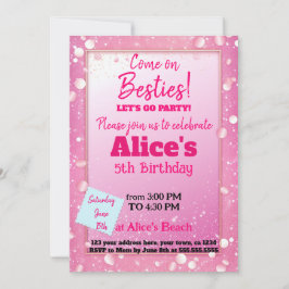 Roze Glitter Doll Theme Verjaardag Kaart