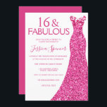 roze Glitter Dress Sweet 16 Party Kaart<br><div class="desc">Roze Glitter Dress Sweet 16 de Veranderingen van de Uitnodiging van de Partij aan de uitnodiging en de overeenkomstige punten in onze opslag</div>