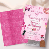 Roze Glitter Driejarige Make Up Verjaardag Kaart