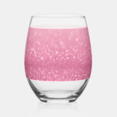 Roze Glitter Drinkware Set met Naam & Initialen Wijnglas Zonder Voet (Achterkant)