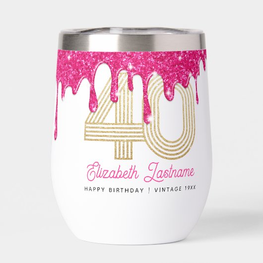 Roze Glitter Drip 40e verjaardag (Achterkant)