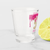 Roze Glitter Drip 50ste Verjaardag Shotglas Shot Glas (Links)