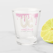Roze glitter Drip 50th Birthday Shot Glass Glas (Achterkant)