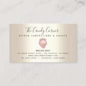 Roze glitter Drip aardbei Confection Sweet Gold Klantenkaartje (Achterkant)