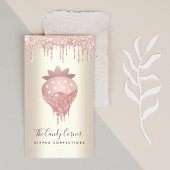 Roze glitter Drip aardbei Confection Sweet Gold Visitekaartje