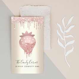 Roze glitter Drip aardbei Confection Sweet Gold Visitekaartje