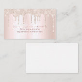 Roze Glitter Drip Baby shower Registratiegegevens Informatiekaartje (Voorkant / Achterkant)