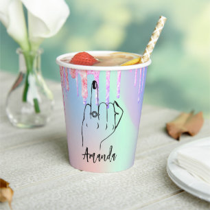 Roze glitter Drip Bridal   Bachelorette Party Ring Papieren Bekers