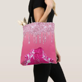 Roze Glitter Drip Canvas tas (Dichtbij)