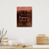 Roze Glitter Drip Chocolate Candy Bar Sweet 16 Poster (Keuken)