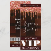 Roze Glitter Drip Chocolate Snoep Bar Party VIP (Voorkant / Achterkant)