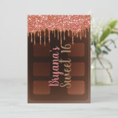 Roze glitter Drip Chocolate Snoep Bar Sweet 16 Kaart (Staand voorkant)