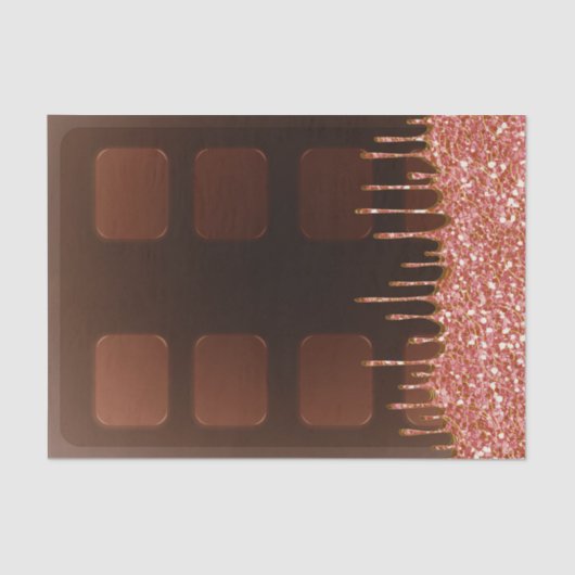 Roze glitter Drip Chocolate Snoep Bar Sweet 16 Tissuepapier (Voorkant)