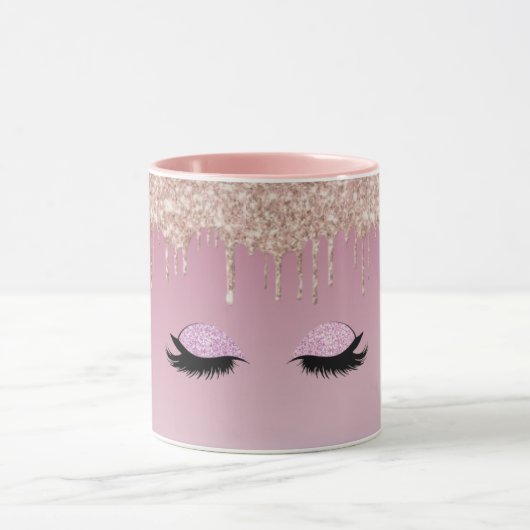 Roze Glitter Drip Coffee Mok - Sparkle en Stijl (Midden)