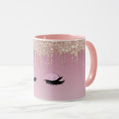 Roze Glitter Drip Coffee Mok - Sparkle en Stijl (Voorkant rechts)