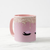 Roze Glitter Drip Coffee Mok - Sparkle en Stijl (Voorkant links)