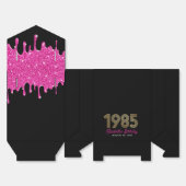 Roze Glitter Drip Faux Gold 1985 40e verjaardag Bedankdoosjes (Ongevouwen)