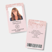 Roze Glitter Drip Foto Logo Barcode Naambadge Badge (Voor- en achterkant)