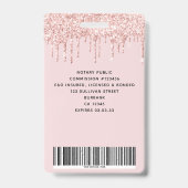 Roze Glitter Drip Foto Logo Barcode Naambadge Badge (Achterkant)