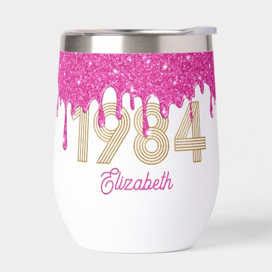 Roze Glitter Drip Gold 1984 40ste verjaardag (Links)