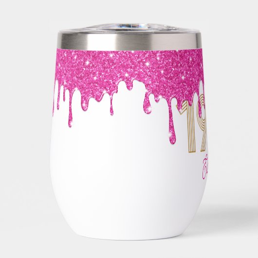 Roze Glitter Drip Gold 1984 40ste verjaardag (Voorkant)