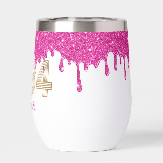 Roze Glitter Drip Gold 1984 40ste verjaardag