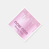 Roze glitter Drip Happy Passover Servet (Hoek)