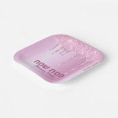Roze glitter Drip Hebreeuws Pesach Sameach Passove Papieren Bordje (Gebogen)