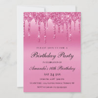 Roze Glitter Drip Invitation