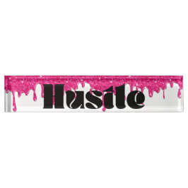 Roze Glitter Drip Lady Boss Hustle Naambord