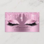 Roze Glitter Drip Metallic Folie Eyelash Visitekaartje (Voorkant)
