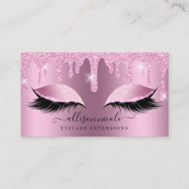 Roze Glitter Drip Metallic Folie Eyelash Visitekaartje