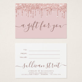 Roze Glitter Drip Small Business Gift Certificate Visitekaartje