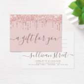 Roze Glitter Drip Small Business Gift Certificate Visitekaartje (Bureau)