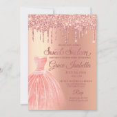 Roze glitter Drip Sweet Sixteen Birthday Kaart (Voorkant)
