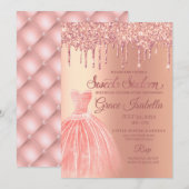 Roze glitter Drip Sweet Sixteen Birthday Kaart (Voorkant / Achterkant)