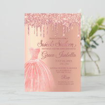 Roze glitter Drip Sweet Sixteen Birthday