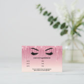 Roze Glitter Drippings Browbar Eyelash Luxury Visitekaartje (Staand voorkant)