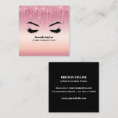 Roze Glitter Dripps Eyelash browbar professional Vierkante Visitekaartje (Voorkant / Achterkant)