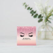 Roze Glitter Dripps Eyelash browbar professional Vierkante Visitekaartje (Staand voorkant)