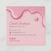 Roze Glitter Drips Make-up Artiest Lash Beauty Sal Vierkante Visitekaartje (Voorkant)