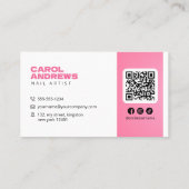 Roze Glitter Drips Nail Technician Nail Artist Visitekaartje (Achterkant)